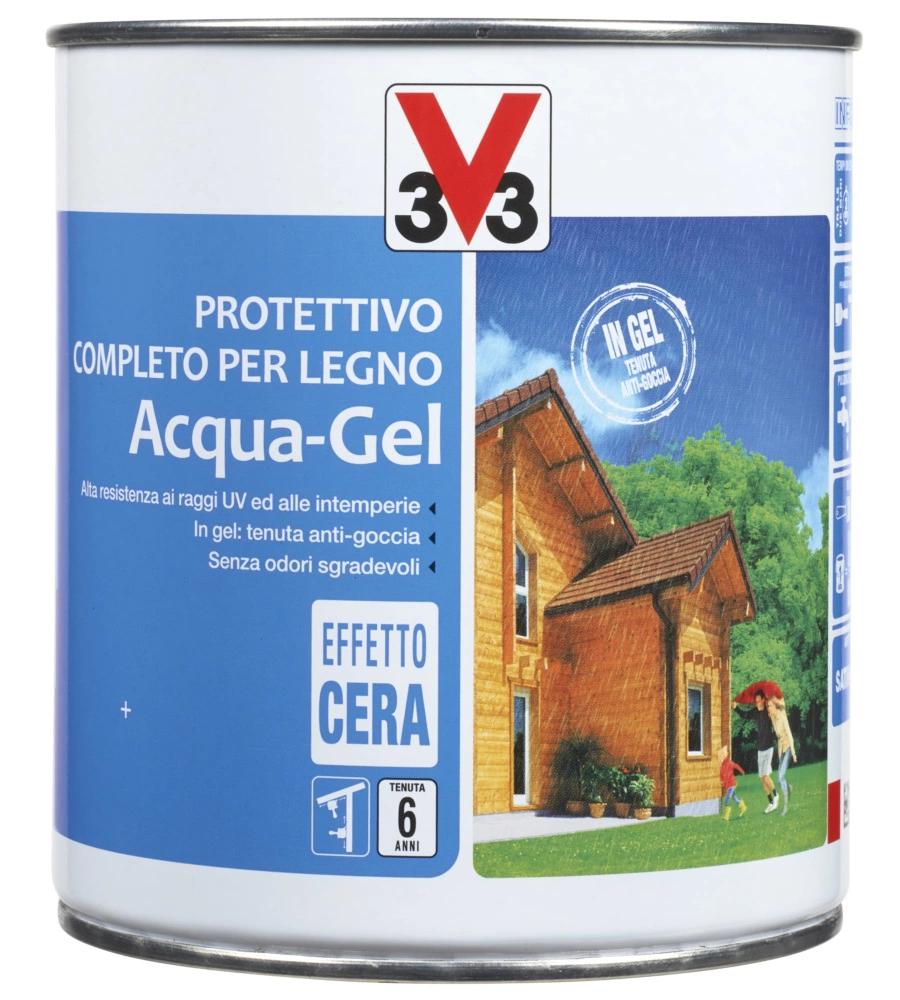 Protettivo completo per legno acqua-gel, colore noce medio - litri 0,75